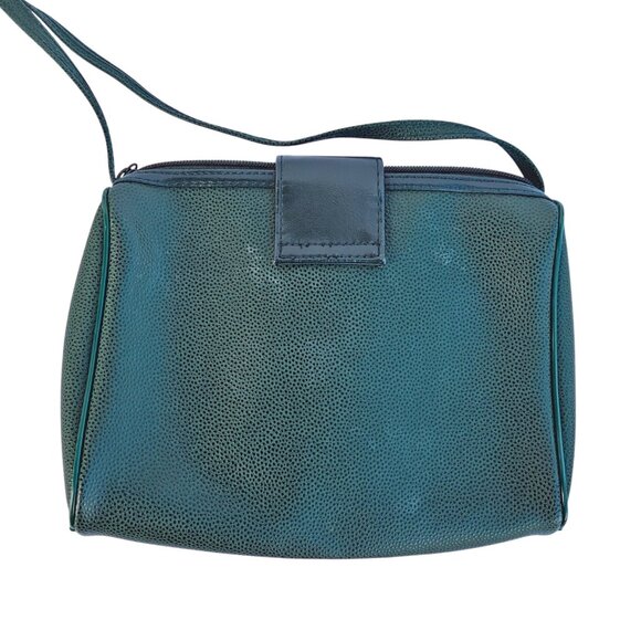 Vintage 1970s 1980s Faux Leather Handbag Purse Crossbody Green Womens - Picture 4 of 9